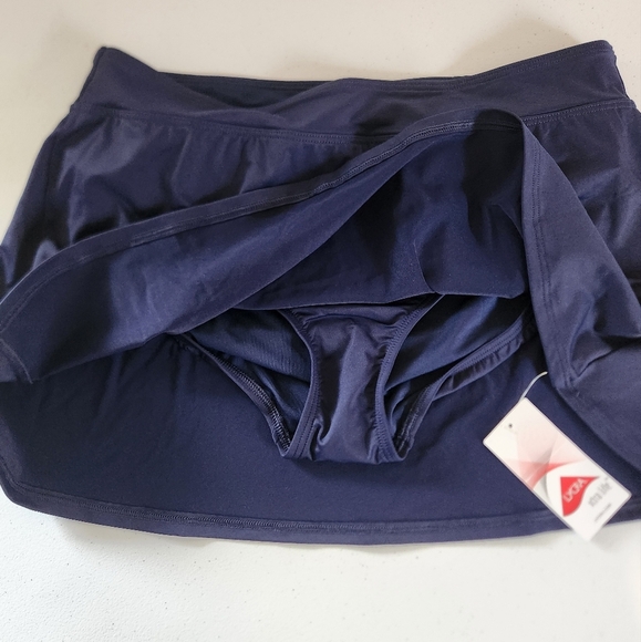 Lands End Navy Blue Swim Brief Skirt Bottoms Womens Size 12 Petite Large New NWT - Picture 3 of 8